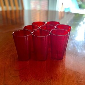 CAMBRO Juice Cups Plastic Textured Red Small Stackable 6OZ Water Glass Set of  8